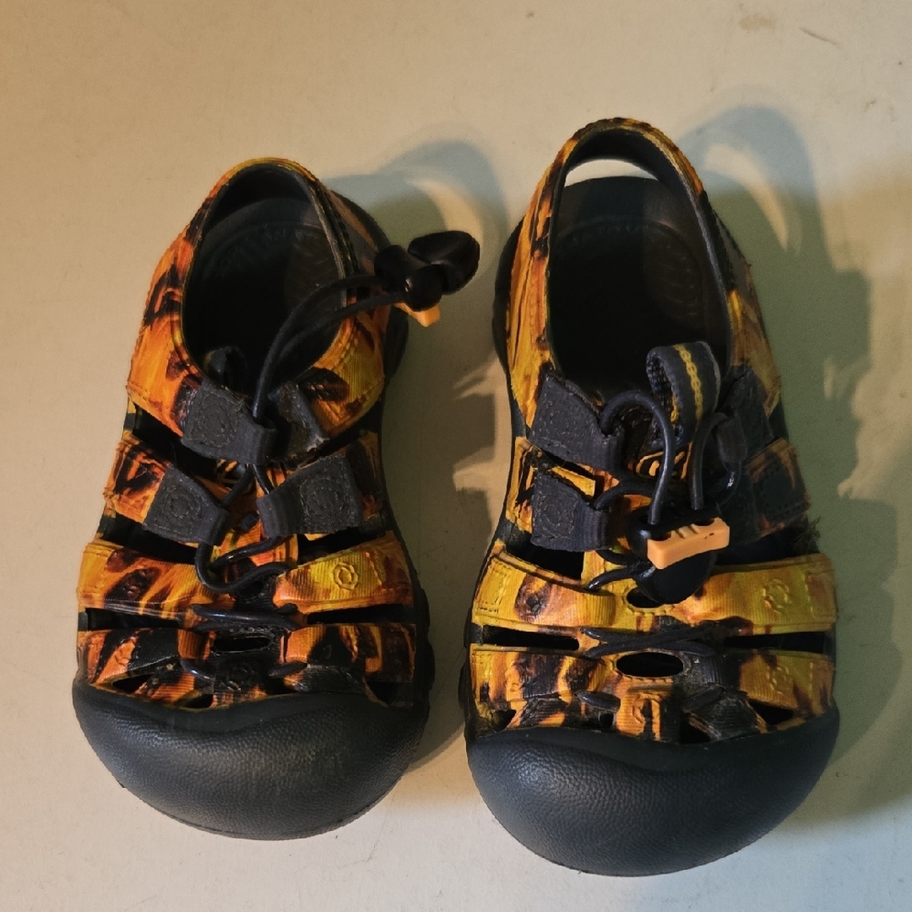 Keen Orange and Black Sandals with Toe Protection